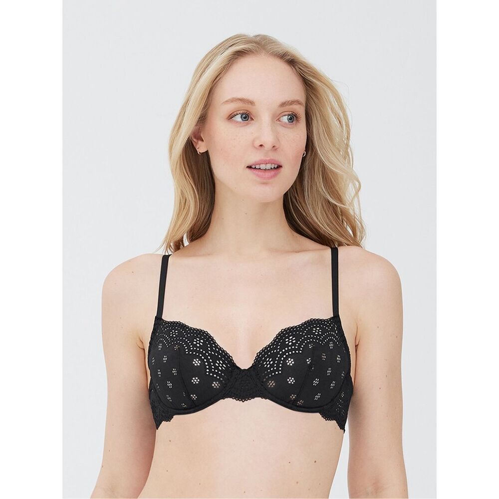 Skarlett Blue NWT Smitten Lace Eyelet Unlined Underwire Demi Bra 34B